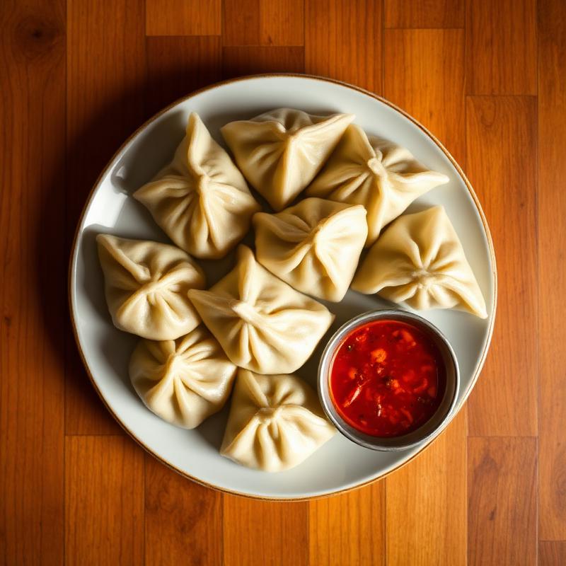 Steaming plate of momos from Itahari kitchens